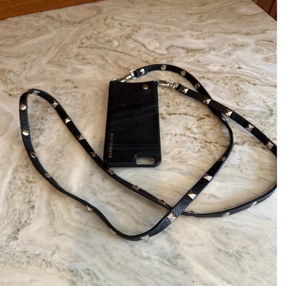 Bandolier Sarah Crossbody Replacement Strap Black Studded Leather